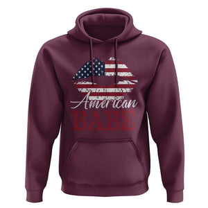 Funny 4th Of July Hoodie American Babe Flag Vintage Lips TS11 Maroon Print Your Wear