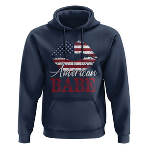 Funny 4th Of July Hoodie American Babe Flag Vintage Lips TS11 Navy Print Your Wear