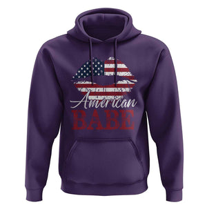 Funny 4th Of July Hoodie American Babe Flag Vintage Lips TS11 Purple Print Your Wear