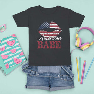 Funny 4th Of July T Shirt For Kid American Babe Flag Vintage Lips TS11 Black Print Your Wear