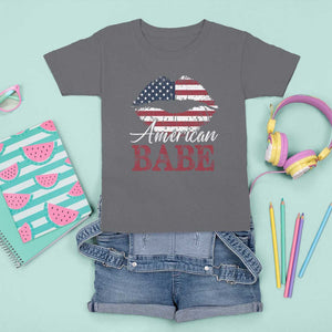 Funny 4th Of July T Shirt For Kid American Babe Flag Vintage Lips TS11 Charcoal Print Your Wear