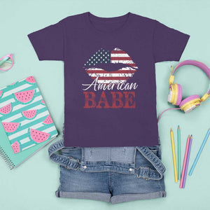 Funny 4th Of July T Shirt For Kid American Babe Flag Vintage Lips TS11 Purple Print Your Wear