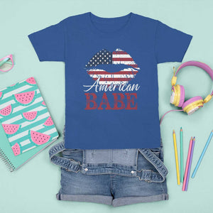 Funny 4th Of July T Shirt For Kid American Babe Flag Vintage Lips TS11 Royal Blue Print Your Wear