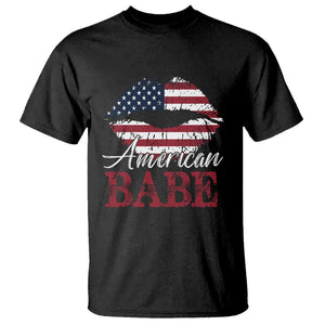 Funny 4th Of July T Shirt American Babe Flag Vintage Lips TS11 Black Print Your Wear