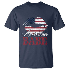 Funny 4th Of July T Shirt American Babe Flag Vintage Lips TS11 Navy Print Your Wear