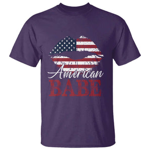 Funny 4th Of July T Shirt American Babe Flag Vintage Lips TS11 Purple Print Your Wear