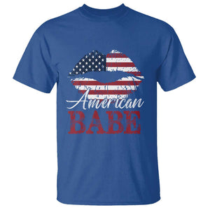 Funny 4th Of July T Shirt American Babe Flag Vintage Lips TS11 Royal Blue Print Your Wear