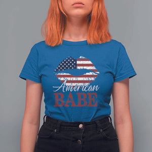 Funny 4th Of July T Shirt For Women American Babe Flag Vintage Lips TS11 Royal Blue Print Your Wear