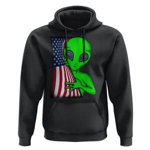 Funny 4th Of July Alien Hoodie USA American Flag UFO TS11 Black Print Your Wear