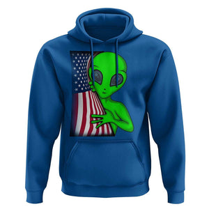 Funny 4th Of July Alien Hoodie USA American Flag UFO TS11 Royal Blue Print Your Wear