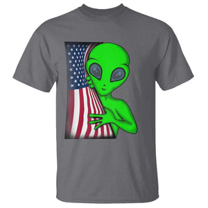 Funny 4th Of July Alien T Shirt USA American Flag UFO TS11 Charcoal Print Your Wear