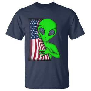 Funny 4th Of July Alien T Shirt USA American Flag UFO TS11 Navy Print Your Wear