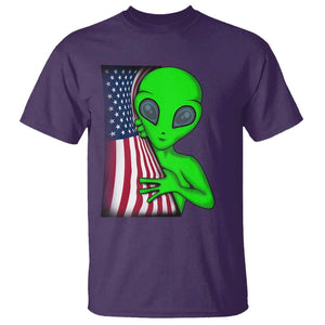 Funny 4th Of July Alien T Shirt USA American Flag UFO TS11 Purple Print Your Wear