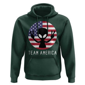 Funny 4th Of July Alien Hoodie Team America USA Flag UFO TS11 Dark Forest Green Print Your Wear