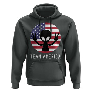 Funny 4th Of July Alien Hoodie Team America USA Flag UFO TS11 Dark Heather Print Your Wear