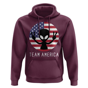 Funny 4th Of July Alien Hoodie Team America USA Flag UFO TS11 Maroon Print Your Wear