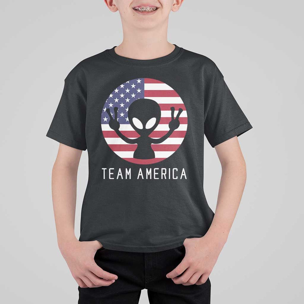 Funny 4th Of July Alien T Shirt For Kid Team America USA Flag UFO TS11 Black Print Your Wear