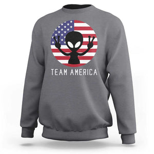 Funny 4th Of July Alien Sweatshirt Team America USA Flag UFO TS11 Charcoal Print Your Wear