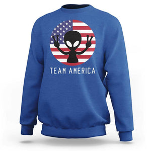 Funny 4th Of July Alien Sweatshirt Team America USA Flag UFO TS11 Royal Blue Print Your Wear