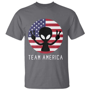 Funny 4th Of July Alien T Shirt Team America USA Flag UFO TS11 Charcoal Print Your Wear