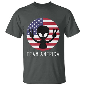 Funny 4th Of July Alien T Shirt Team America USA Flag UFO TS11 Dark Heather Print Your Wear