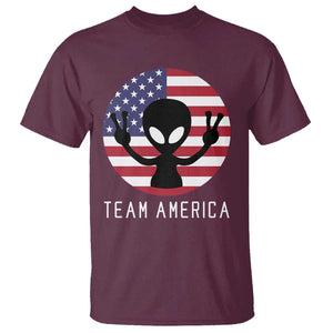 Funny 4th Of July Alien T Shirt Team America USA Flag UFO TS11 Maroon Print Your Wear