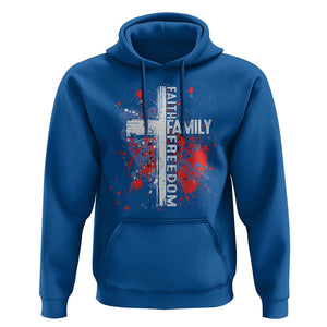 Patriotic Christian Hoodie Faith Family Freedom Vintage USA Flag Cross 4th Of July TS11 Royal Blue Print Your Wear