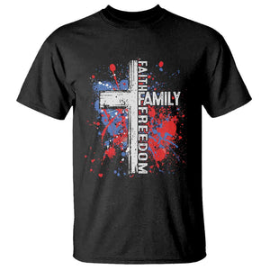 Patriotic Christian T Shirt Faith Family Freedom Vintage USA Flag Cross 4th Of July TS11 Black Print Your Wear