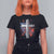 Patriotic Christian T Shirt For Women Faith Family Freedom Vintage USA Flag Cross 4th Of July TS11 Black Print Your Wear