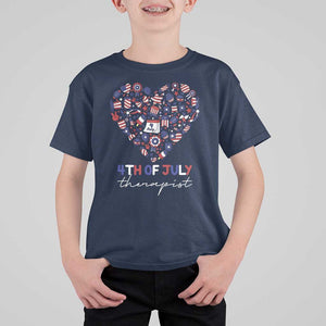 Funny Independence Day T Shirt For Kid 4th Of July Therapist Big Heart TS11 Navy Print Your Wear