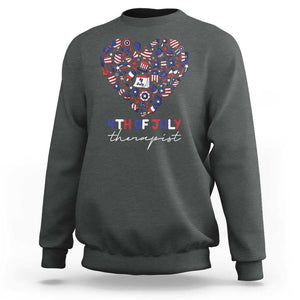 Funny Independence Day Sweatshirt 4th Of July Therapist Big Heart TS11 Dark Heather Print Your Wear