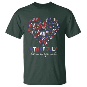 Funny Independence Day T Shirt 4th Of July Therapist Big Heart TS11 Dark Forest Green Print Your Wear