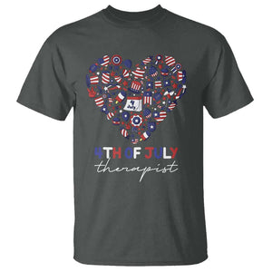 Funny Independence Day T Shirt 4th Of July Therapist Big Heart TS11 Dark Heather Print Your Wear