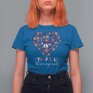 Funny Independence Day T Shirt For Women 4th Of July Therapist Big Heart TS11 Royal Blue Print Your Wear