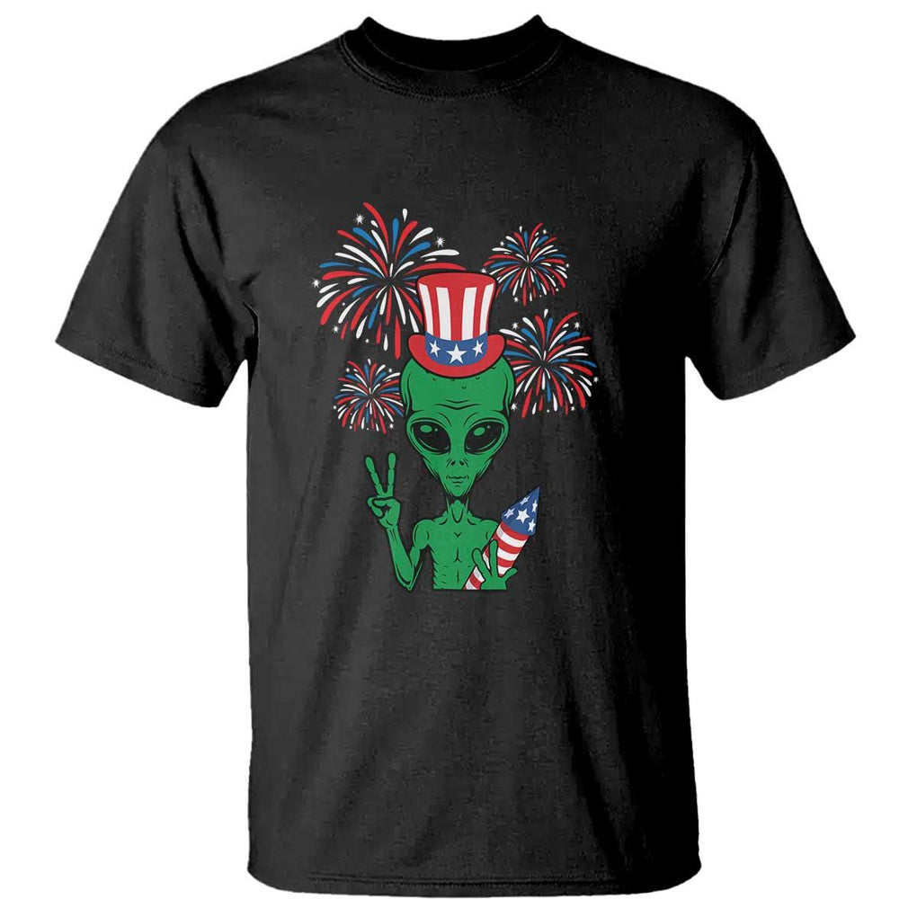 Funny Fourth Of July Alien T Shirt American USA Flag Fireworks TS11 Black Print Your Wear