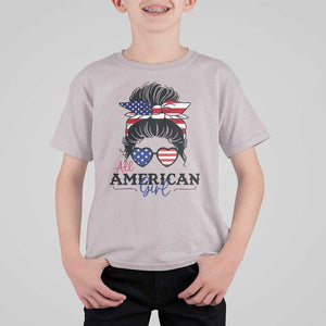 Fourth Of July T Shirt For Kid All American Girl USA Flag Independence Day TS11 Ice Gray Print Your Wear