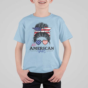 Fourth Of July T Shirt For Kid All American Girl USA Flag Independence Day TS11 Light Blue Print Your Wear