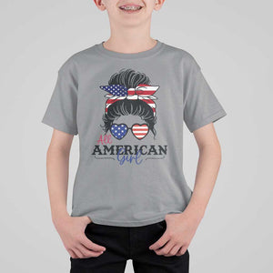 Fourth Of July T Shirt For Kid All American Girl USA Flag Independence Day TS11 Sport Gray Print Your Wear