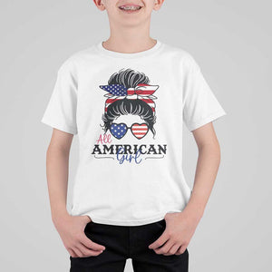 Fourth Of July T Shirt For Kid All American Girl USA Flag Independence Day TS11 White Print Your Wear