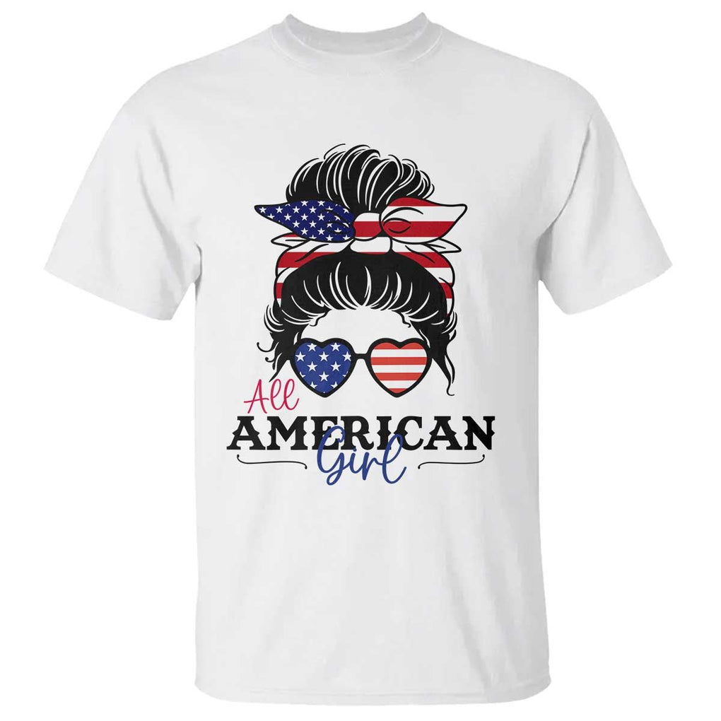 Fourth Of July T Shirt All American Girl USA Flag Independence Day TS11 White Print Your Wear