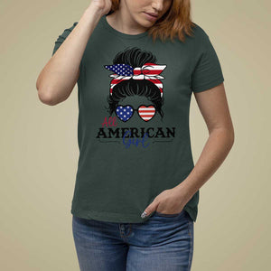 Fourth Of July T Shirt For Women All American Girl USA Flag Independence Day TS11 Dark Forest Green Print Your Wear