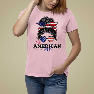 Fourth Of July T Shirt For Women All American Girl USA Flag Independence Day TS11 Light Pink Print Your Wear