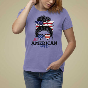 Fourth Of July T Shirt For Women All American Girl USA Flag Independence Day TS11 Violet Print Your Wear