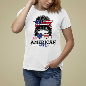 Fourth Of July T Shirt For Women All American Girl USA Flag Independence Day TS11 White Print Your Wear