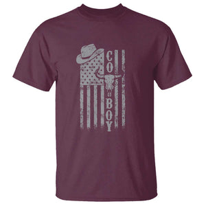 Fourth Of July Western Country T Shirt Howdy American Flag Cowboy Texas Rodeo Cow Skull TS11 Maroon Print Your Wear