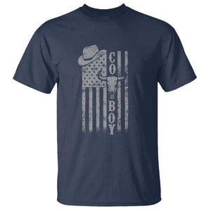 Fourth Of July Western Country T Shirt Howdy American Flag Cowboy Texas Rodeo Cow Skull TS11 Navy Print Your Wear