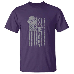 Fourth Of July Western Country T Shirt Howdy American Flag Cowboy Texas Rodeo Cow Skull TS11 Purple Print Your Wear