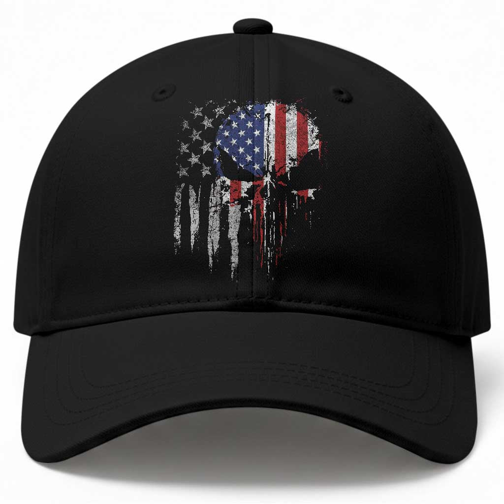 Funny 4th Of July Vintage American Flag Skull Skeleton Baseball Cap TS11 Print Your Wear