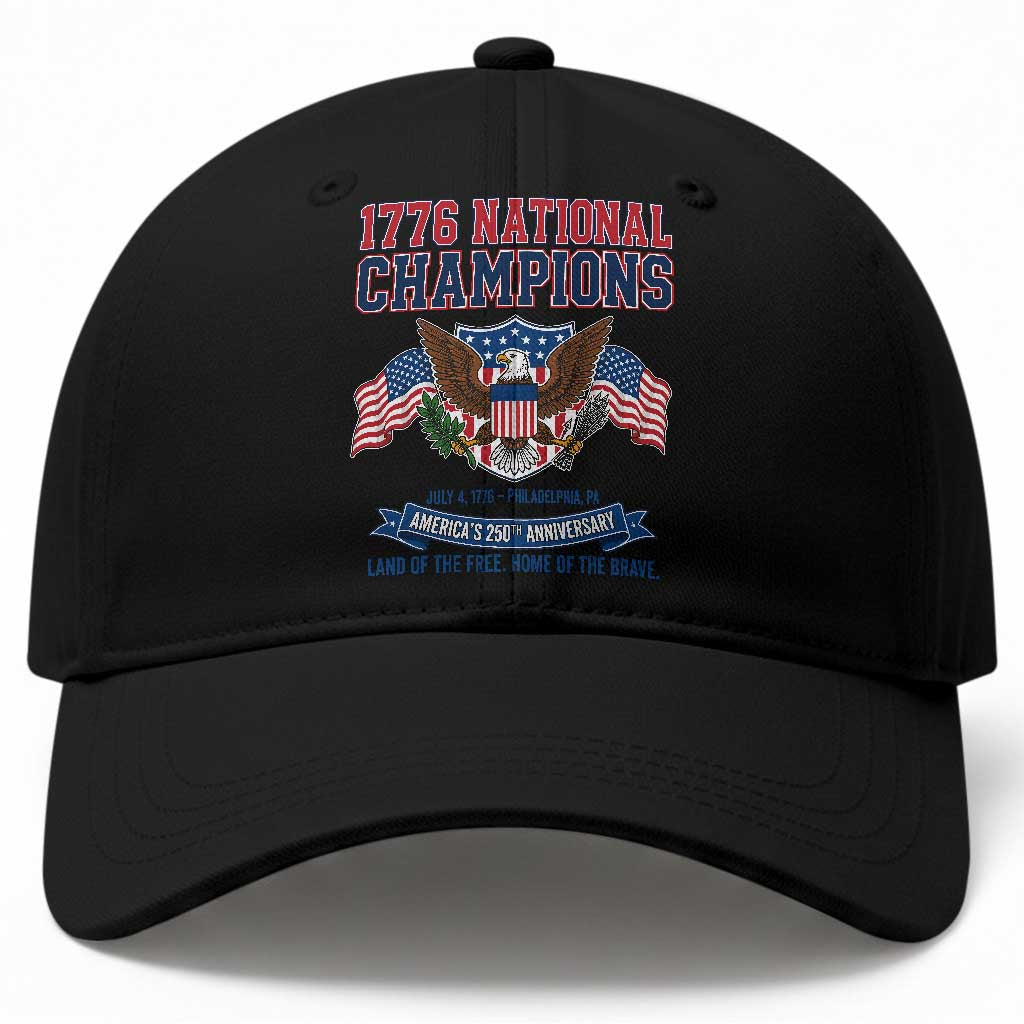 1776 National Champions 250th Anniversary USA Baseball Cap Land Of The Free Home Of The Brave TS11 Print Your Wear