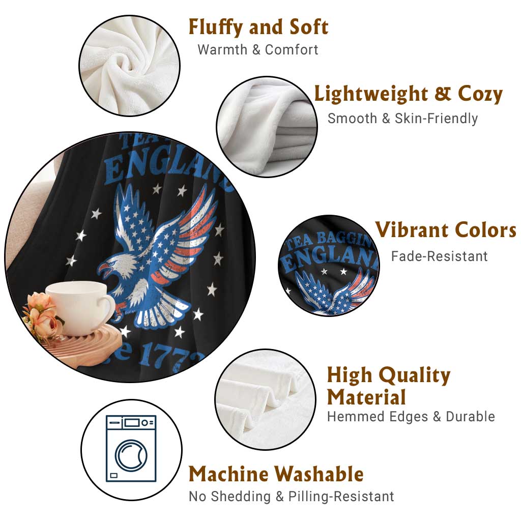 Tea Bagging England Since 1773 Throw Blanket Patriotic Eagle 4th of July TS11 Print Your Wear